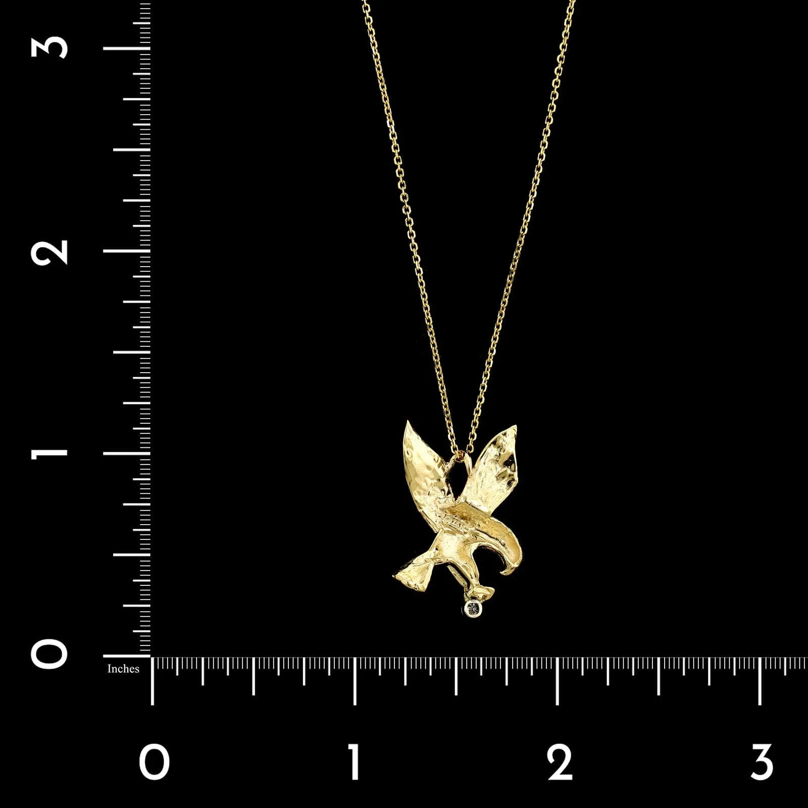 14K Yellow Gold Estate Diamond Eagle Pendant Necklace