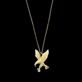 14K Yellow Gold Estate Diamond Eagle Pendant Necklace