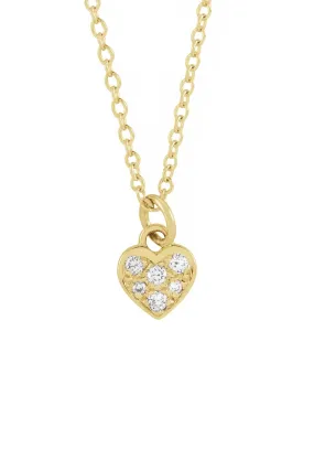 14K Yellow Gold Natural Diamond Heart Necklace | 16" - 18"