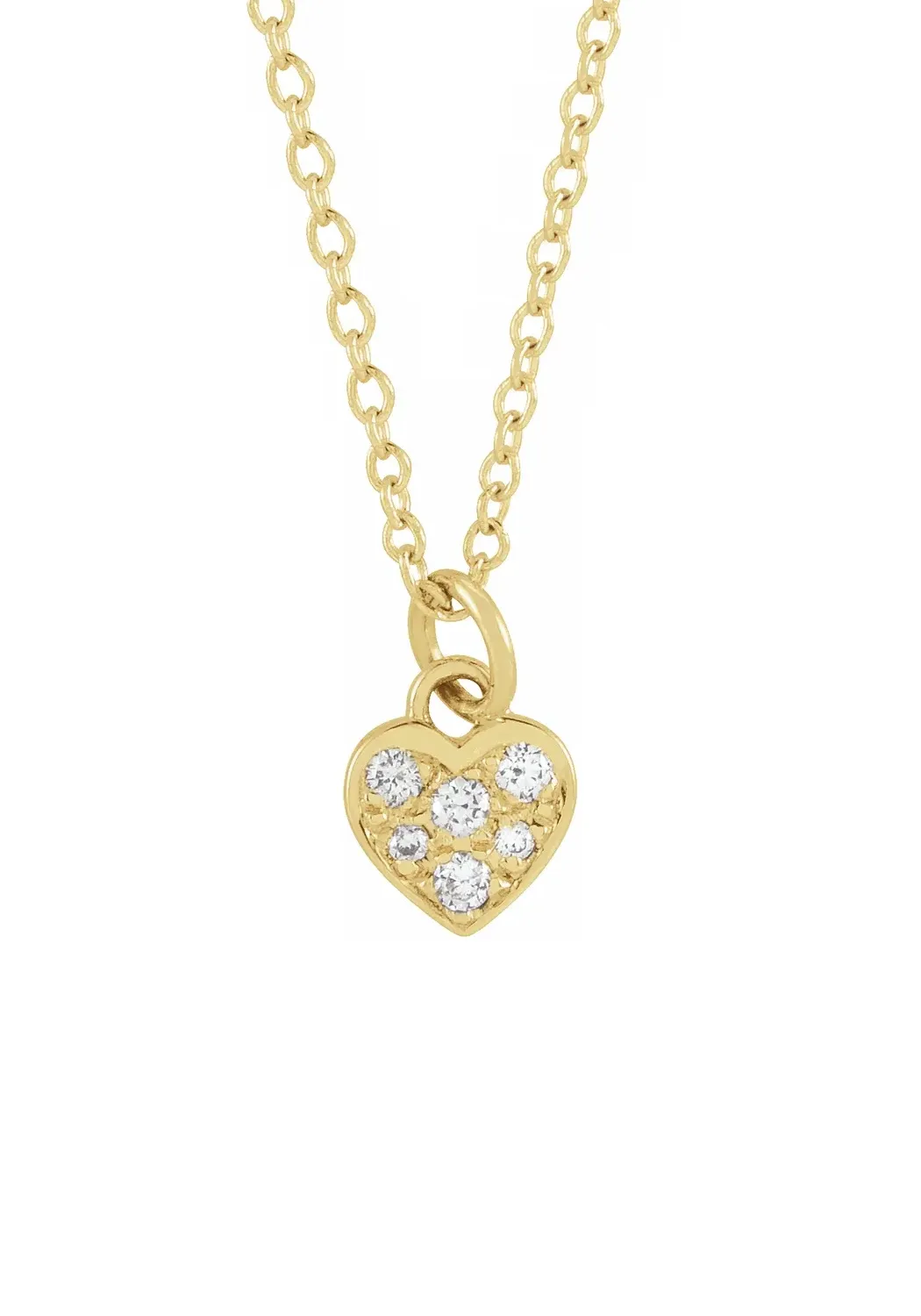 14K Yellow Gold Natural Diamond Heart Necklace | 16" - 18"