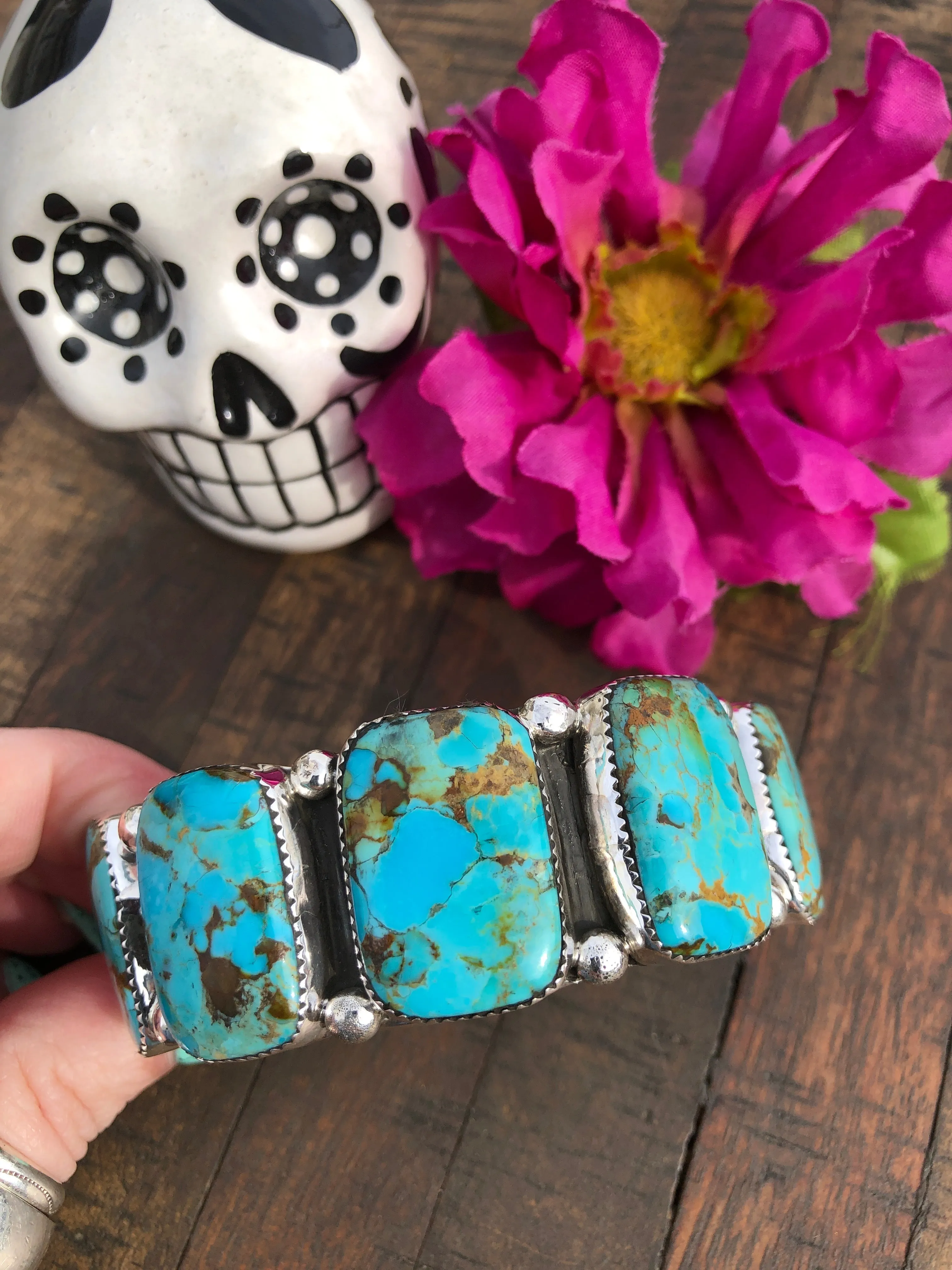 5 Stone Kingman Turquoise Cuff #6