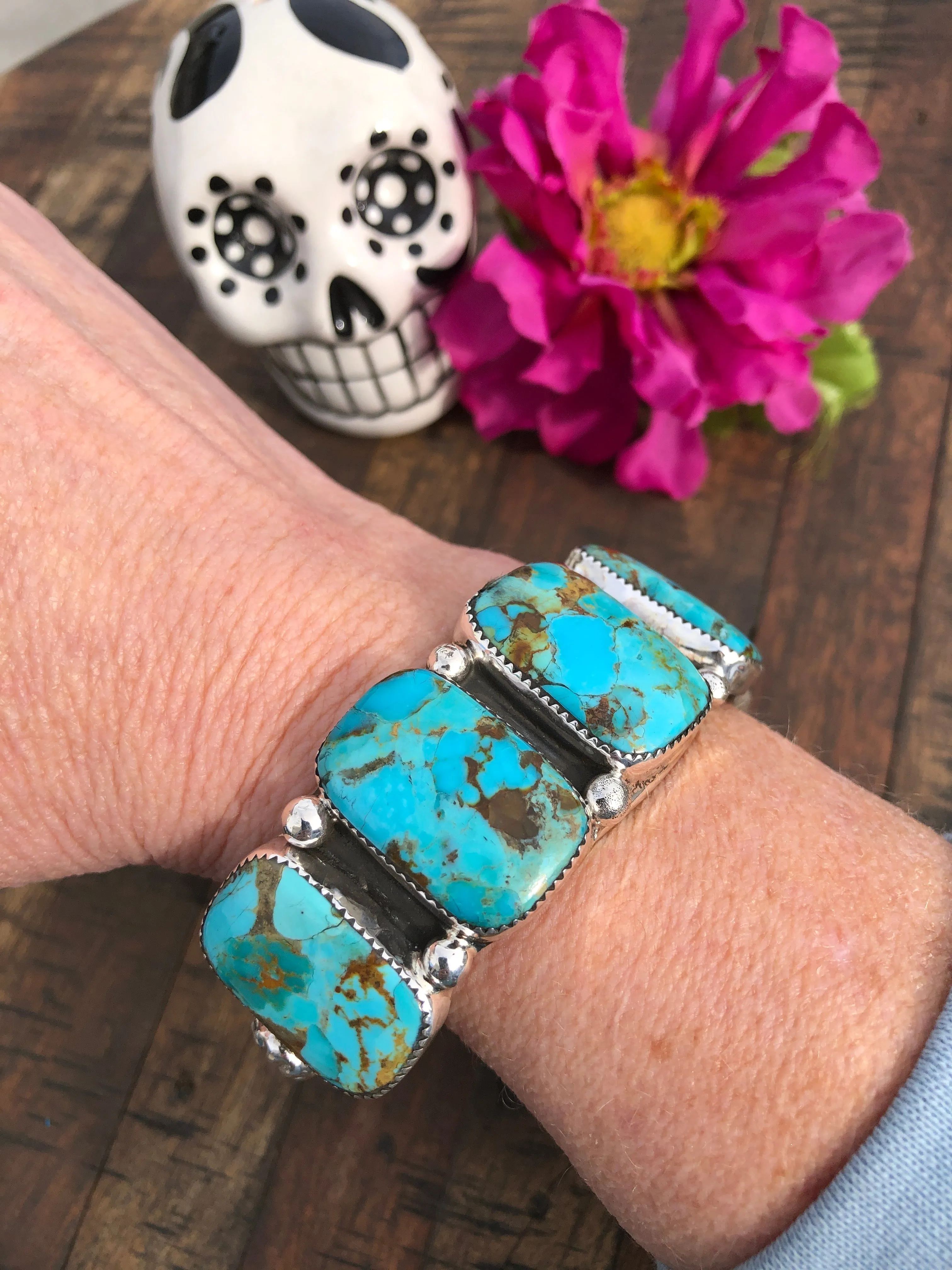 5 Stone Kingman Turquoise Cuff #6