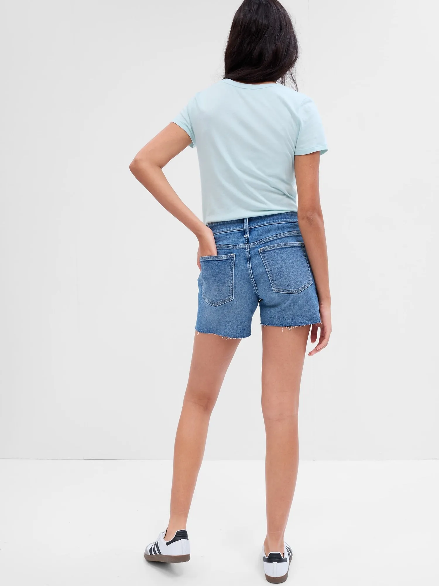 5" Mid Rise Distressed Denim Shorts with Washwell