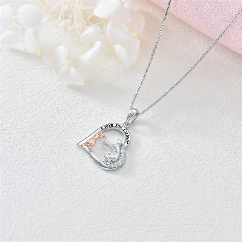 925 Sterling Silver Father Daughter Necklace Heart Pendant Necklace Father Daughter gifts for Women