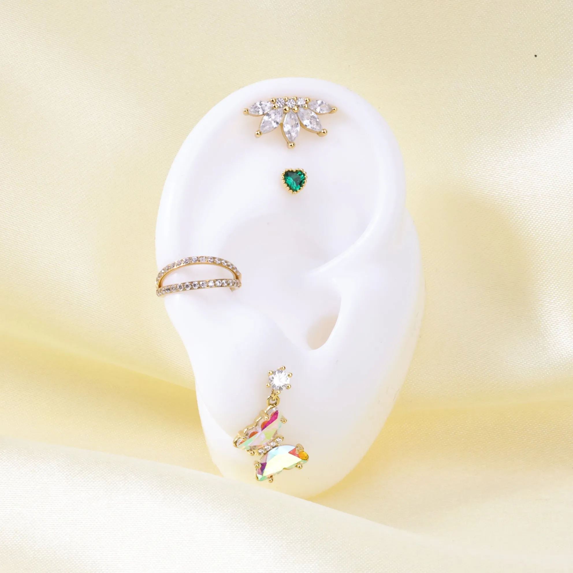 AB Butterfly Dangling Ball End Stud Earring