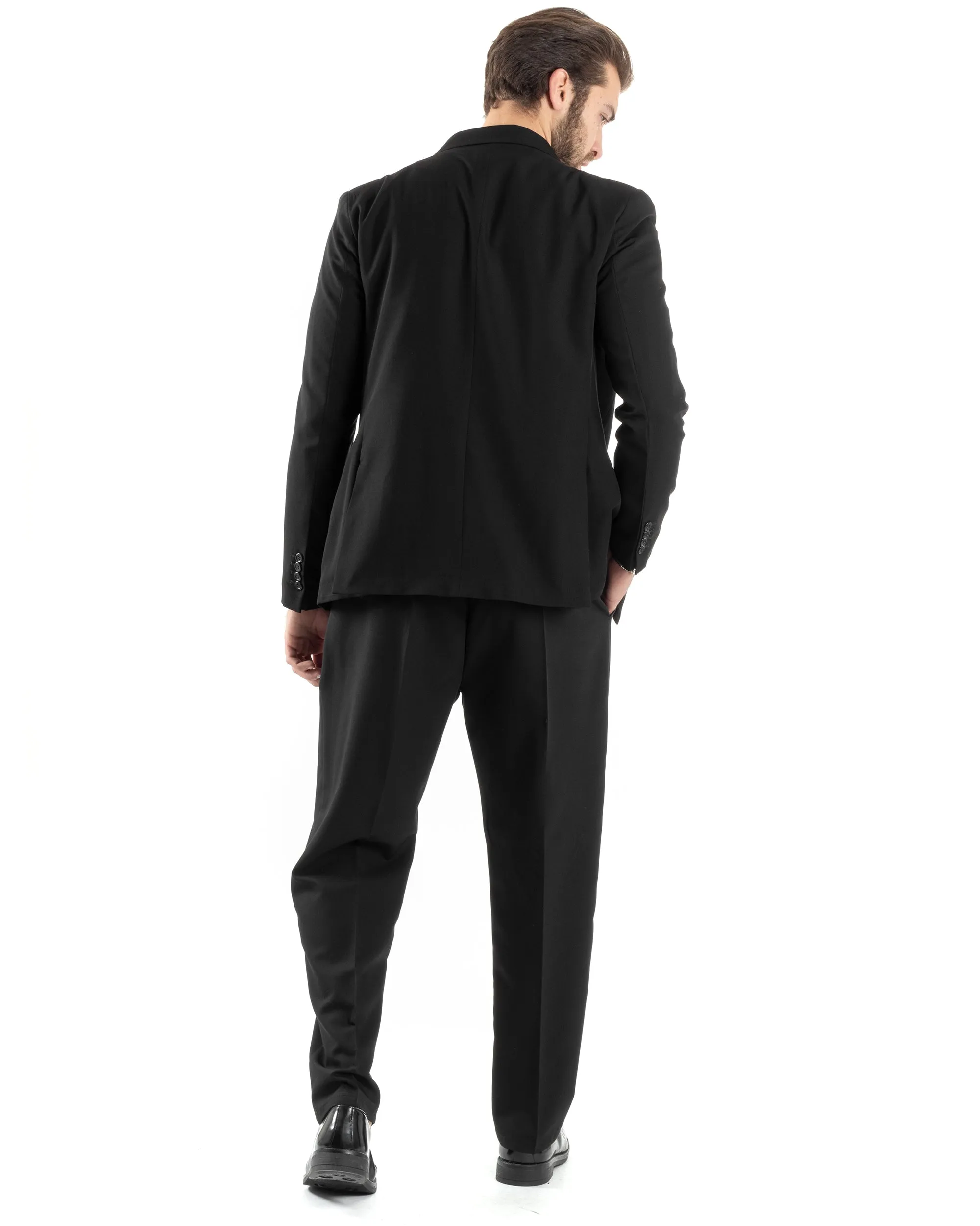 Abito Uomo Doppiopetto Vestito Oversize Completo Giacca Pantaloni Palazzo Fondo Largo Nero GIOSAL-AE1043A