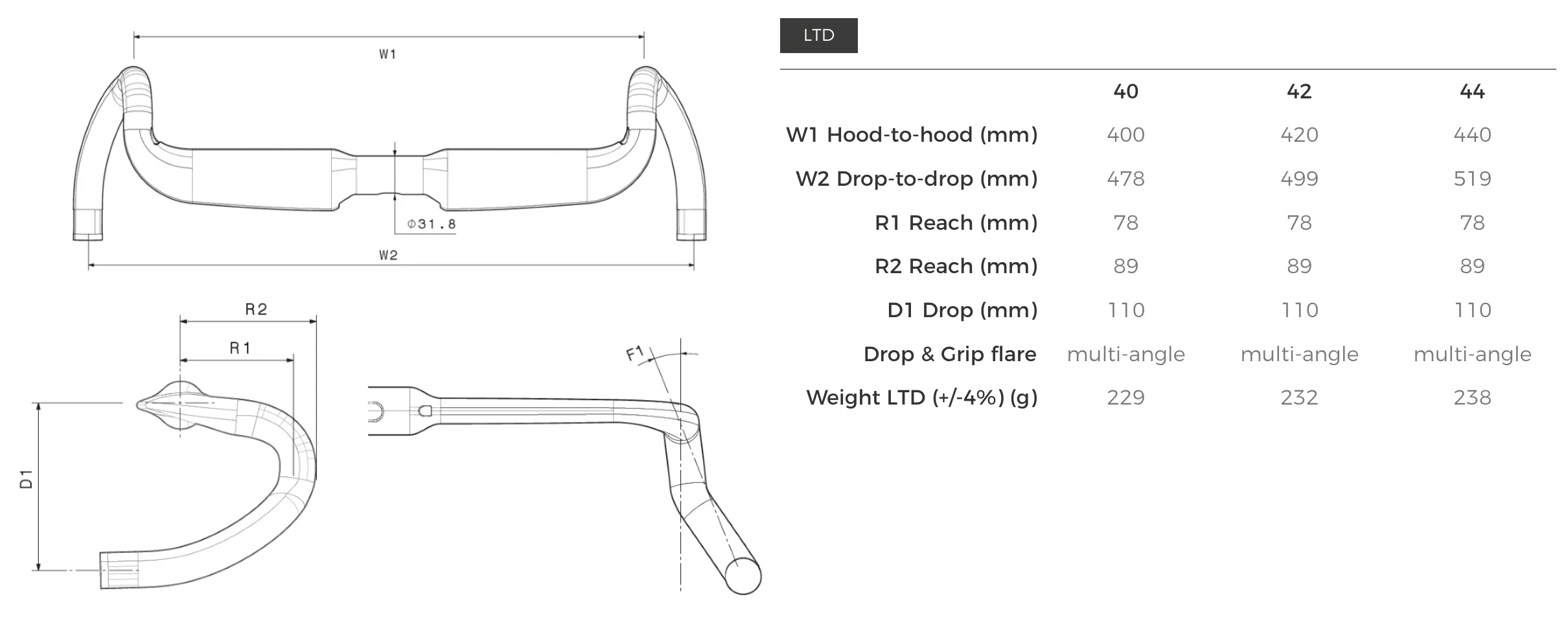 AEROGHIAIA INTEGRALE 3T Carbon Gravel Racing Lenker/Dropbar