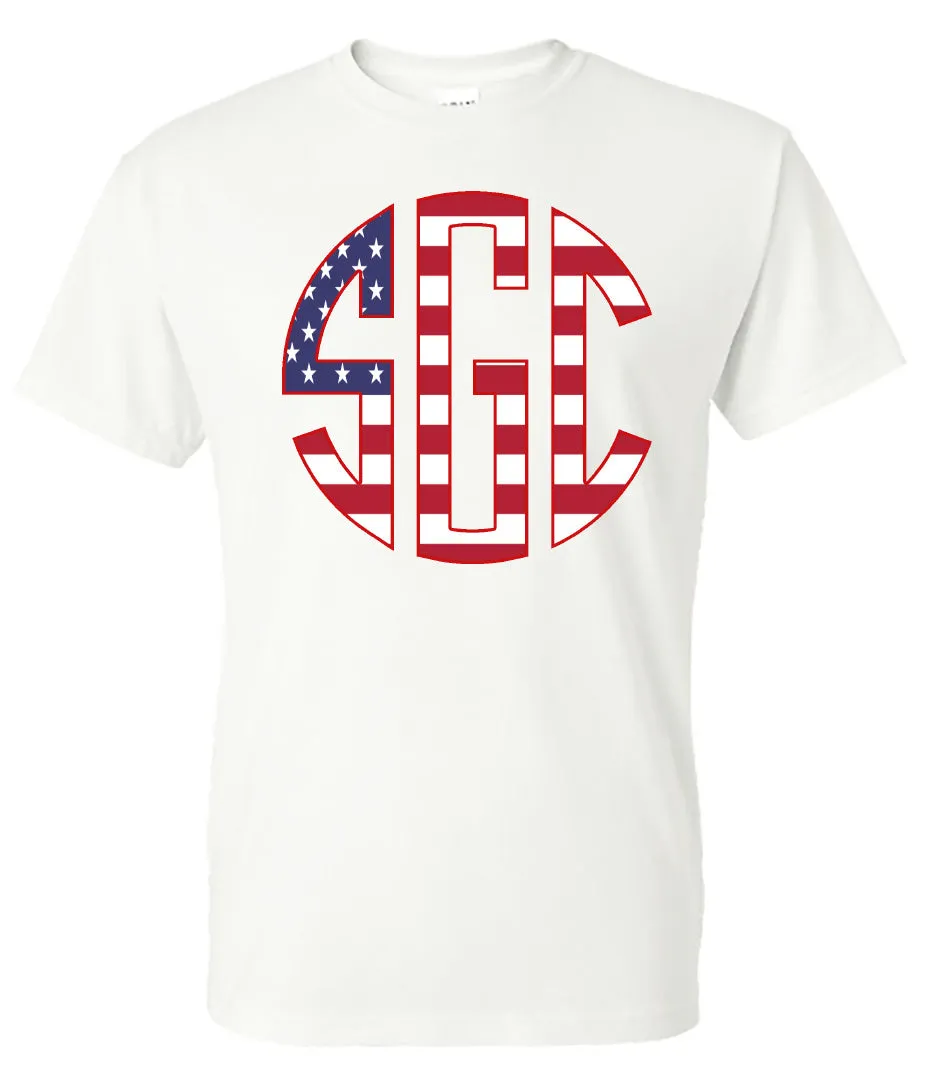 American Flag Monogram Print Shirt