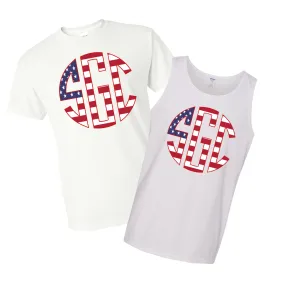 American Flag Monogram Print Shirt