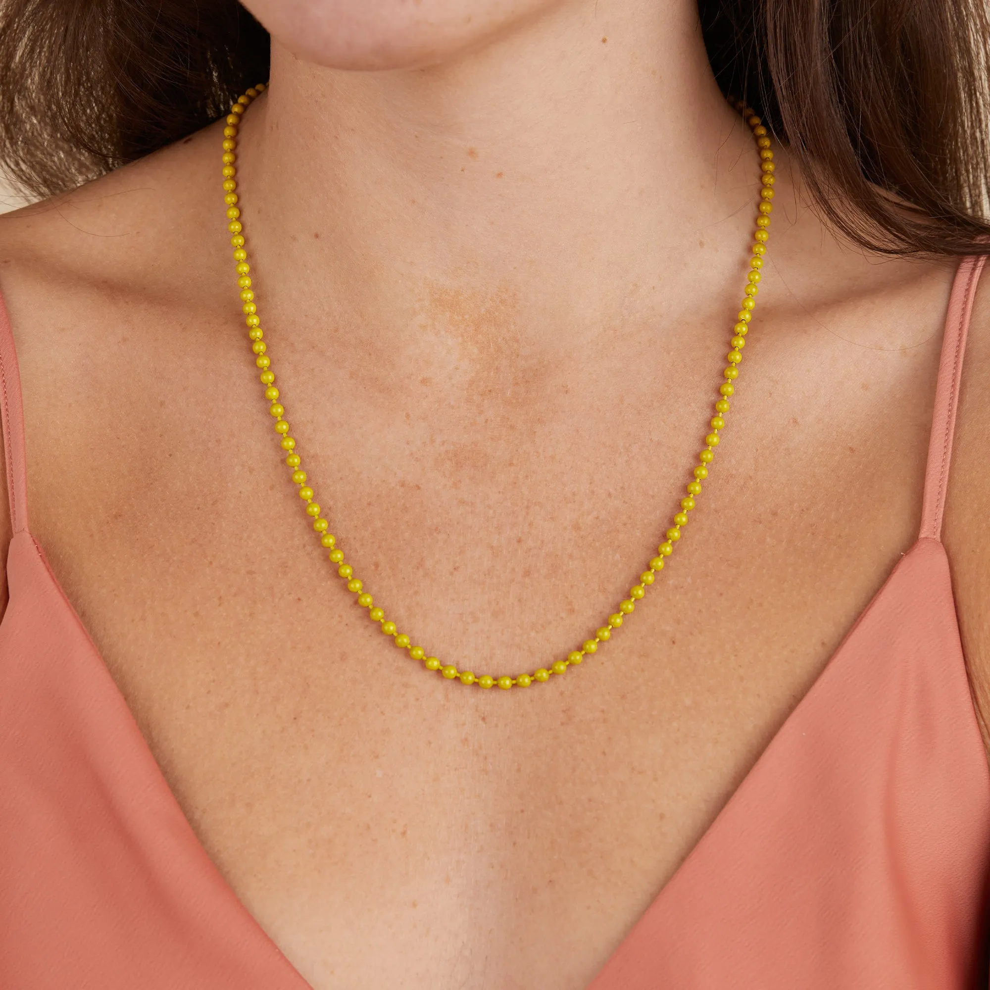 Ball Chain Necklace, Yellow