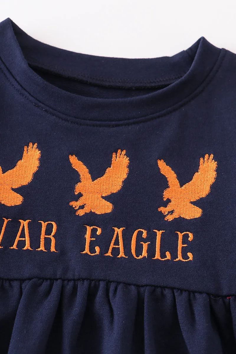 Black Auburn War eagle embroidery terry dress