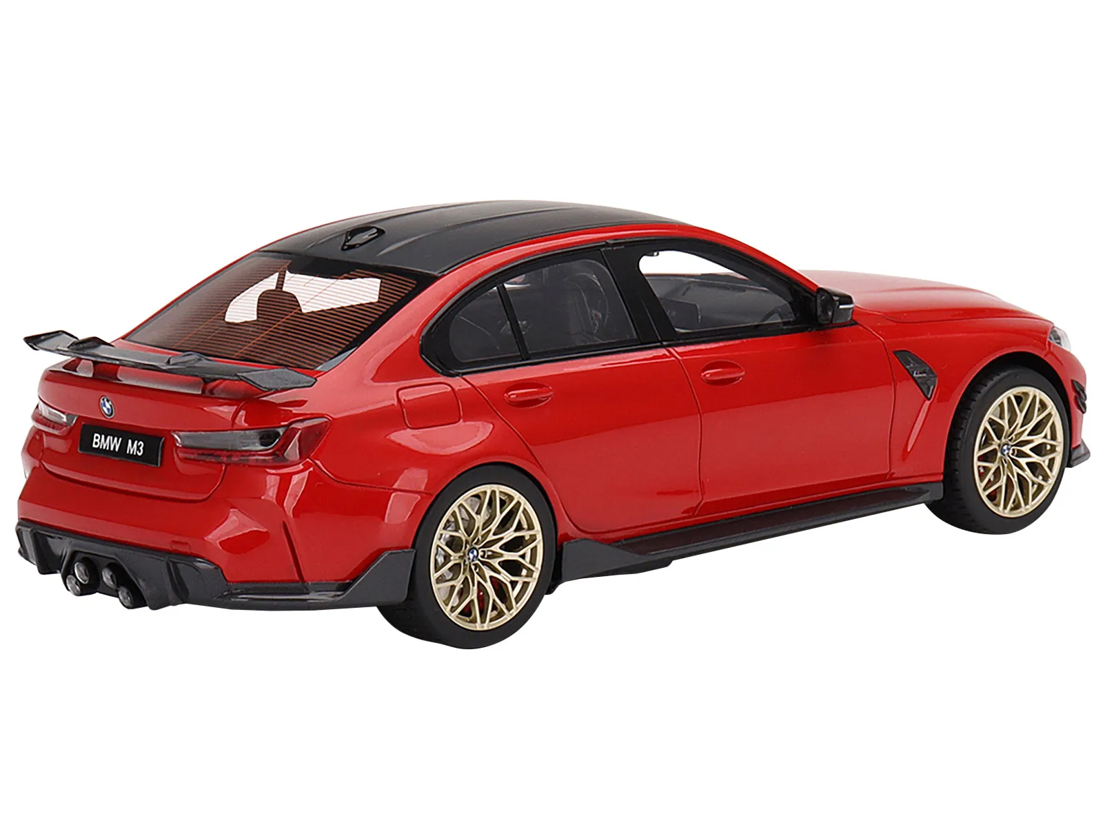 BMW M3 M-Performance (G80) Toronto Red Metallic with Carbon Top 1/18 Model Car by Top Speed