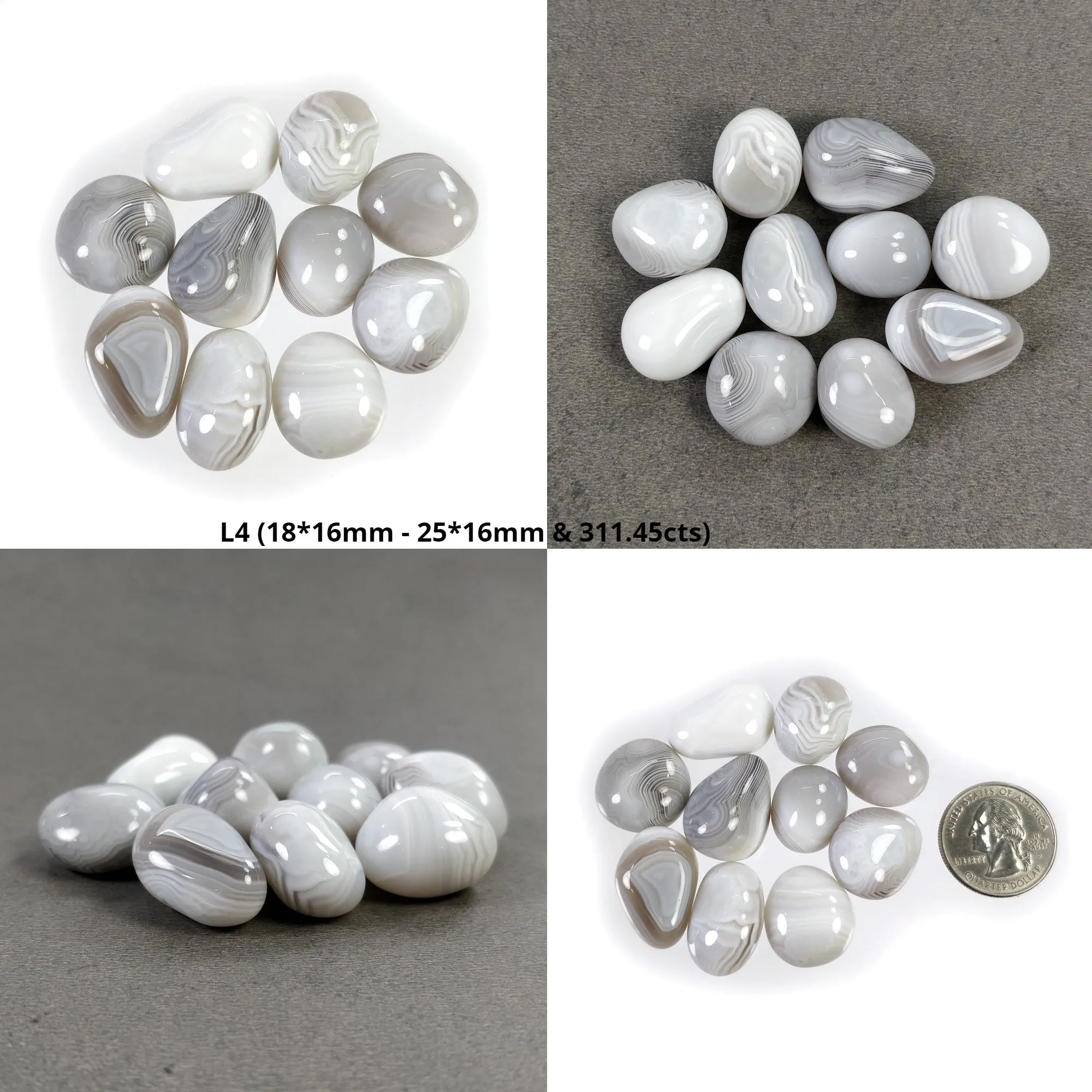 BOTSWANA AGATE Gemstone Tumble Cabochon : Natural Untreated Striped Bi-Color Agate Uneven Shape 5pcs, 6pcs, 7pcs & 10pcs Lots