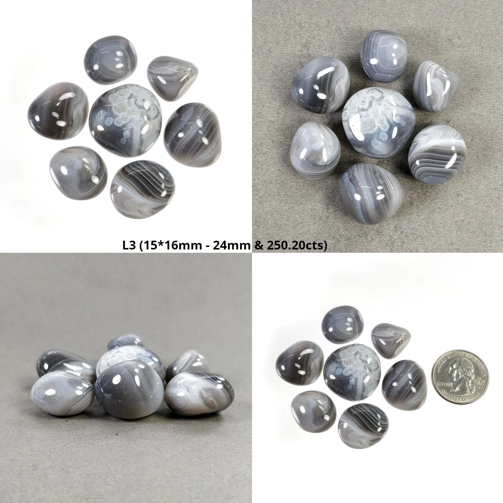 BOTSWANA AGATE Gemstone Tumble Cabochon : Natural Untreated Striped Bi-Color Agate Uneven Shape 5pcs, 6pcs, 7pcs & 10pcs Lots