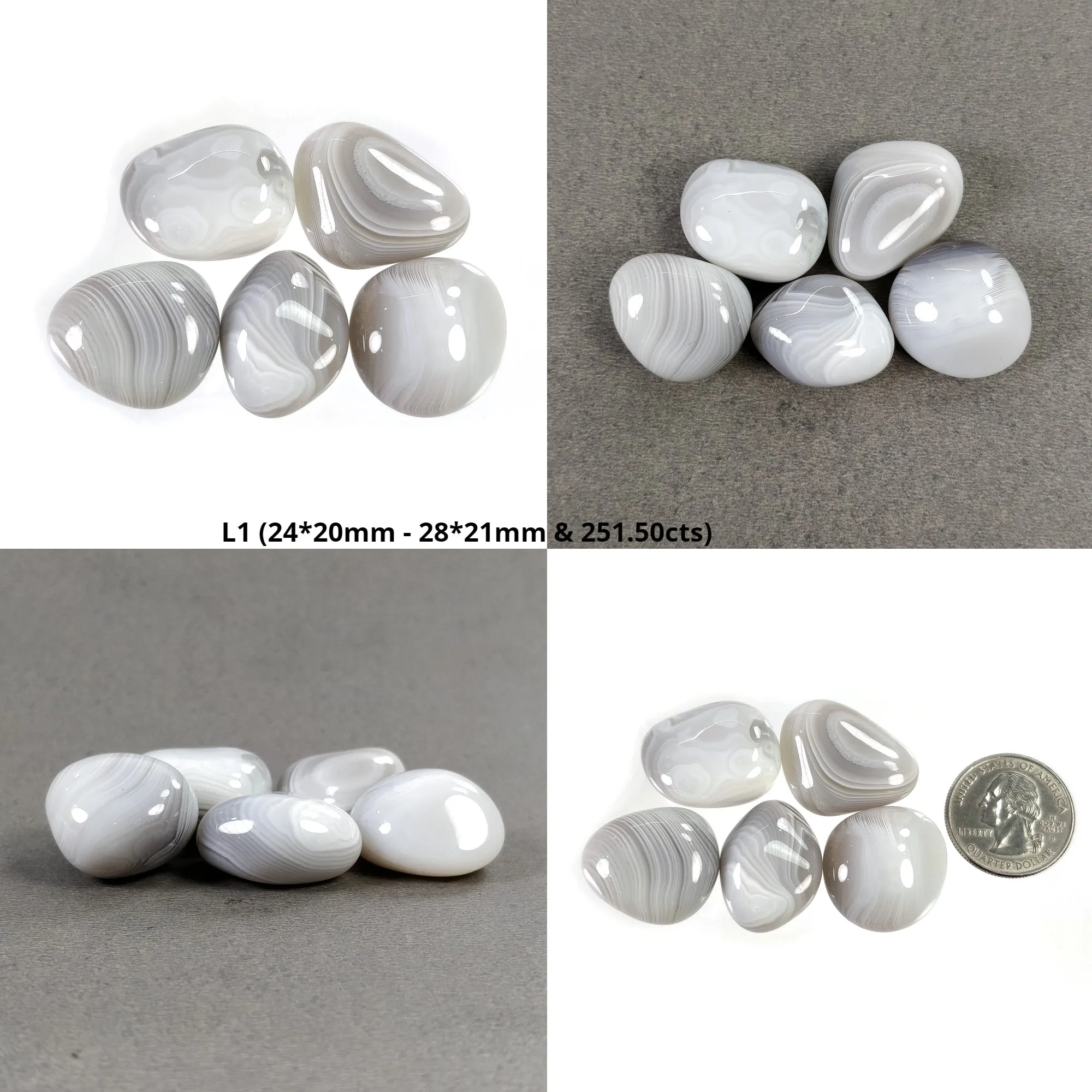 BOTSWANA AGATE Gemstone Tumble Cabochon : Natural Untreated Striped Bi-Color Agate Uneven Shape 5pcs, 6pcs, 7pcs & 10pcs Lots