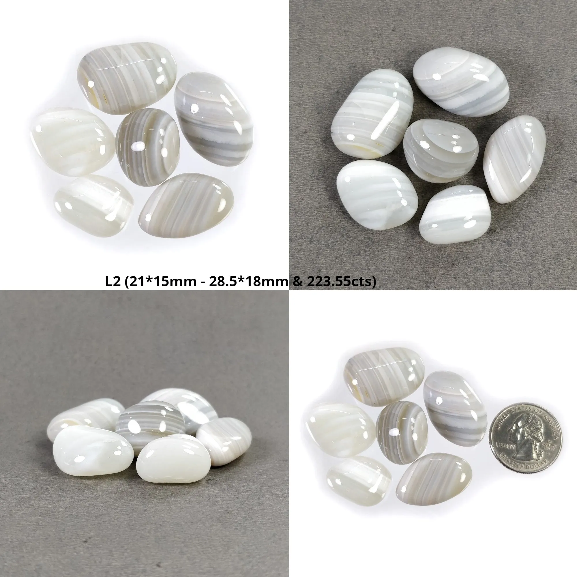 BOTSWANA AGATE Gemstone Tumble Cabochon : Natural Untreated Striped Bi-Color Agate Uneven Shape 5pcs, 6pcs, 7pcs & 10pcs Lots