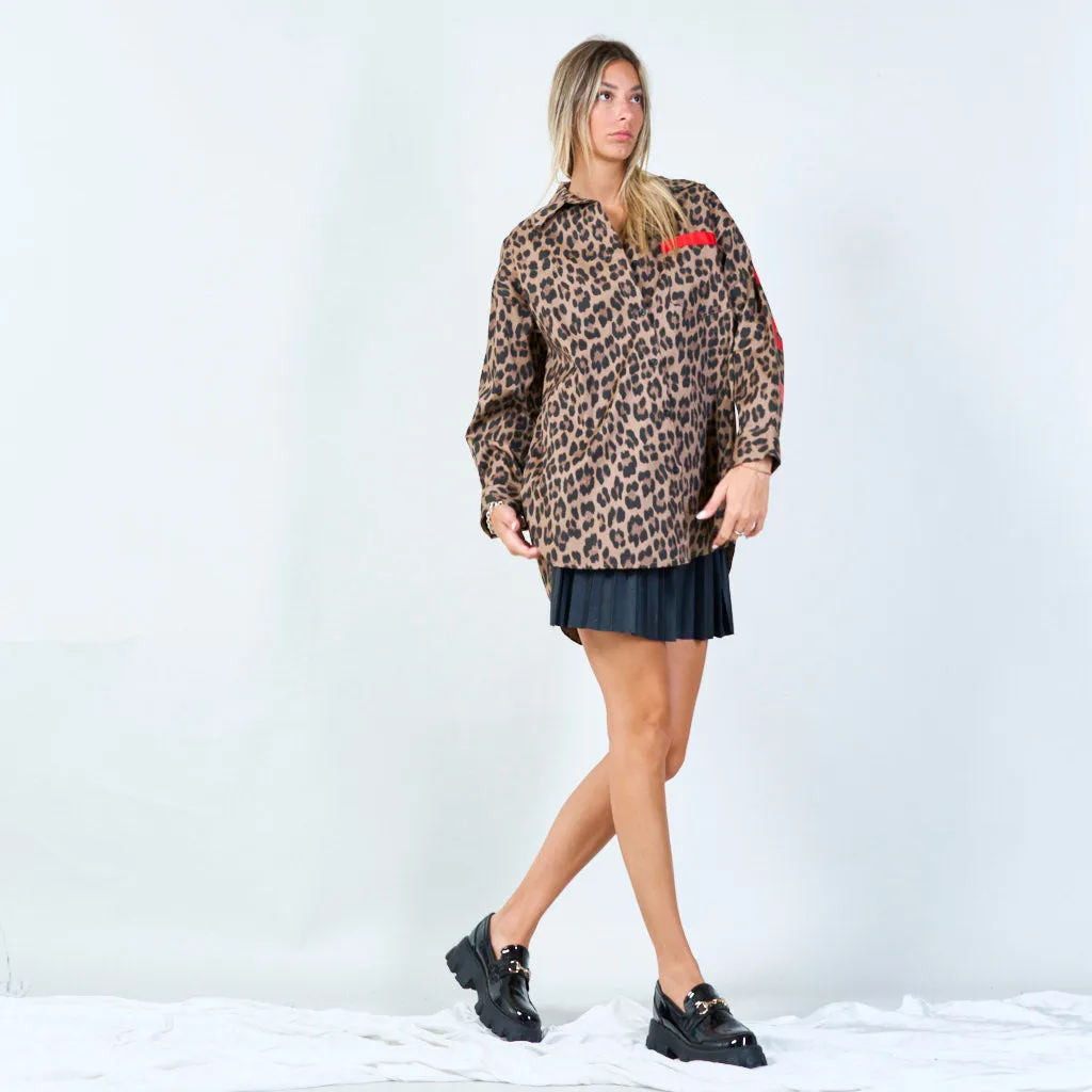 Chic leopard print button-up shirt wholesale