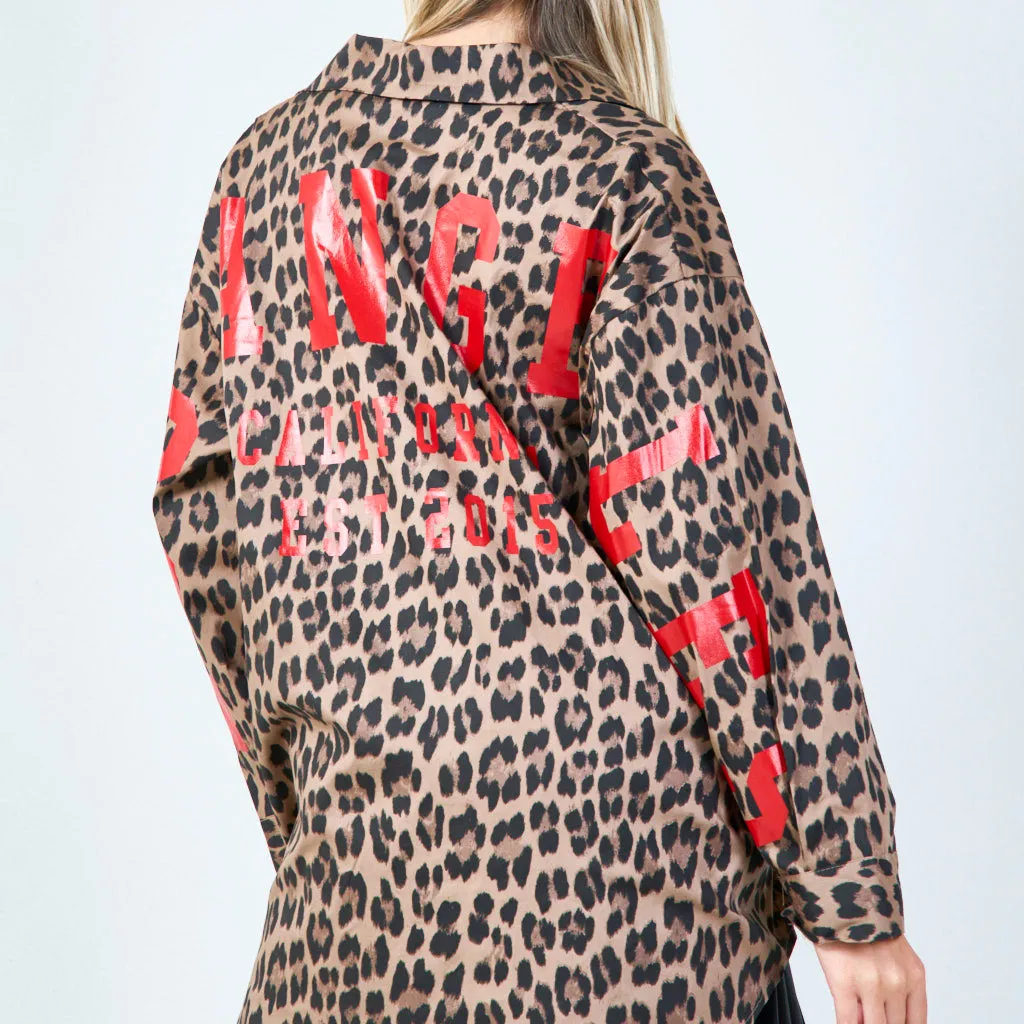 Chic leopard print button-up shirt wholesale