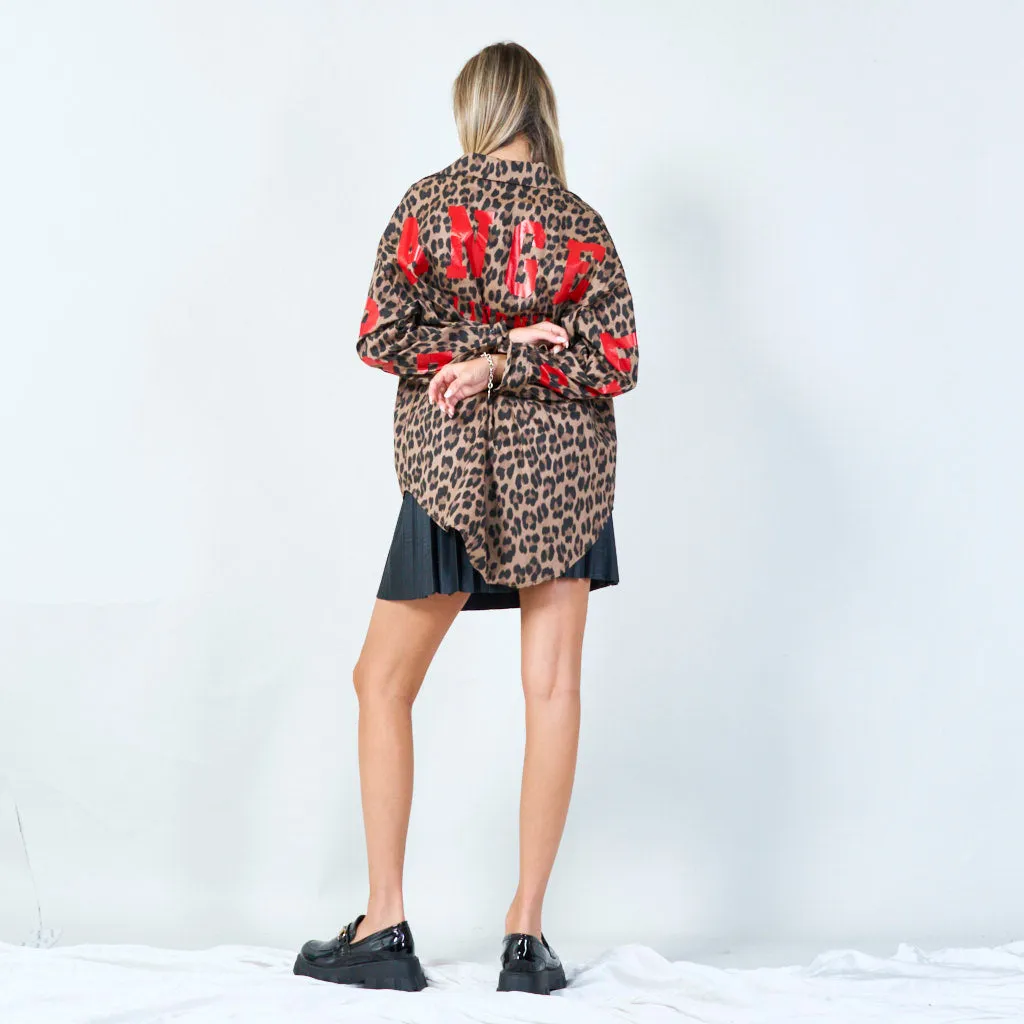 Chic leopard print button-up shirt wholesale