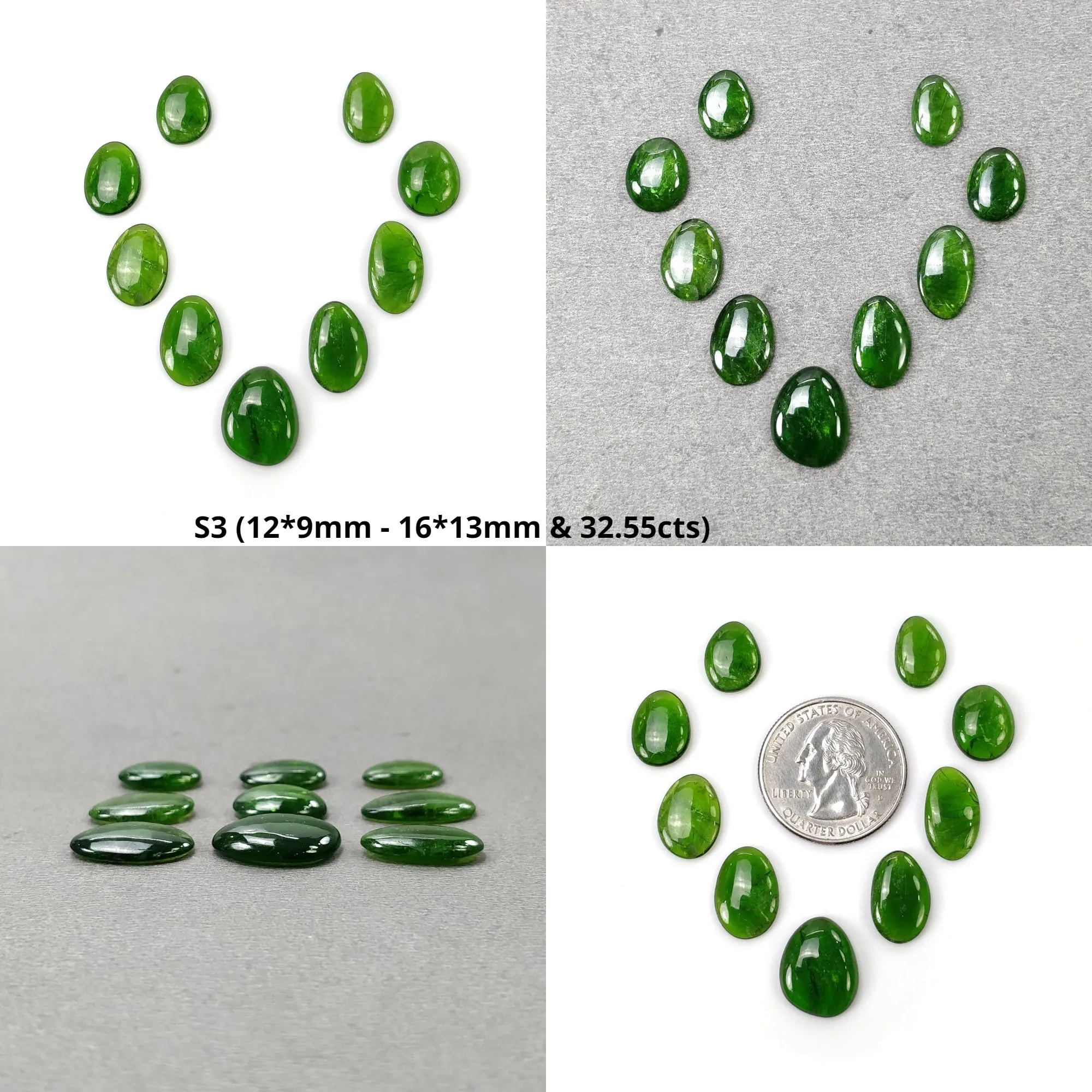 CHROME DIOPSIDE Gemstone Cabochon : Natural Green Diopside Uneven Shape Cabochon 7pcs 9pcs 11pcs Lots