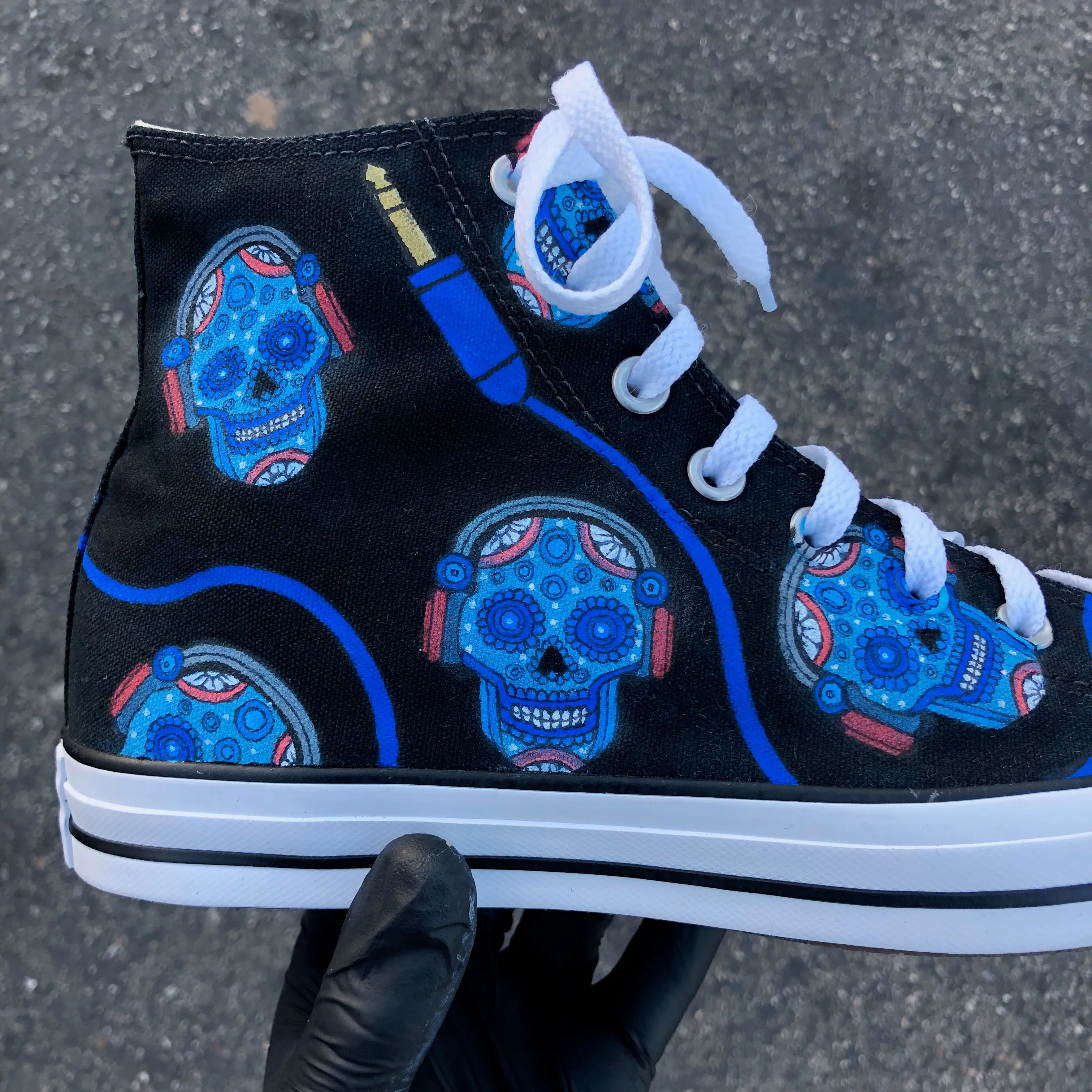 Converse Hi Top - Midnight Blue Sugar Skulls