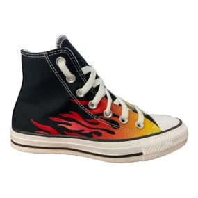 Converse high sneakers shoe with flame pattern Chuck Taylor All Star HI Classic 171130C black red yellow