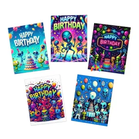 Cosmic Birthday Wishes Multi-Design Greeting Cards (5-Pack)