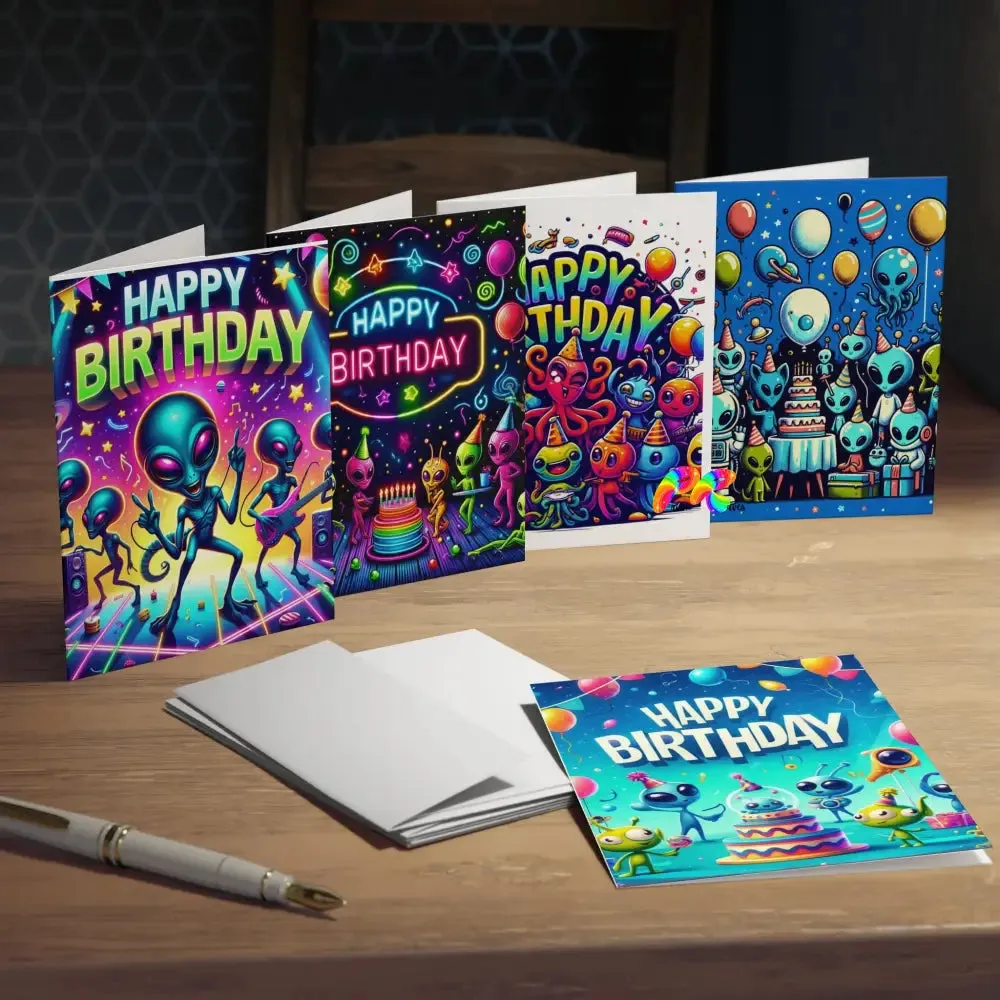 Cosmic Birthday Wishes Multi-Design Greeting Cards (5-Pack)