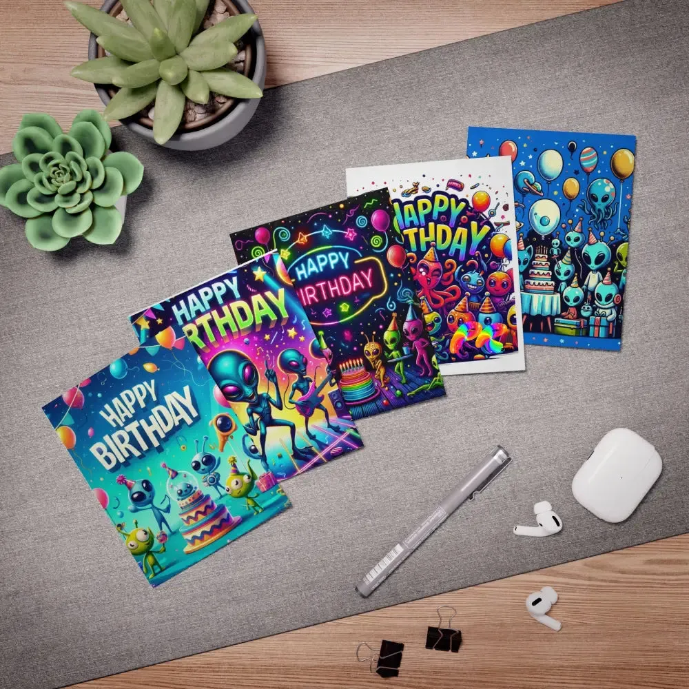 Cosmic Birthday Wishes Multi-Design Greeting Cards (5-Pack)