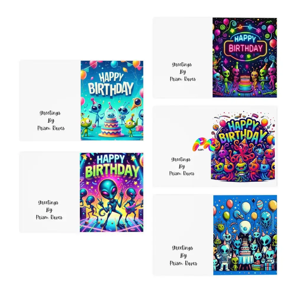 Cosmic Birthday Wishes Multi-Design Greeting Cards (5-Pack)