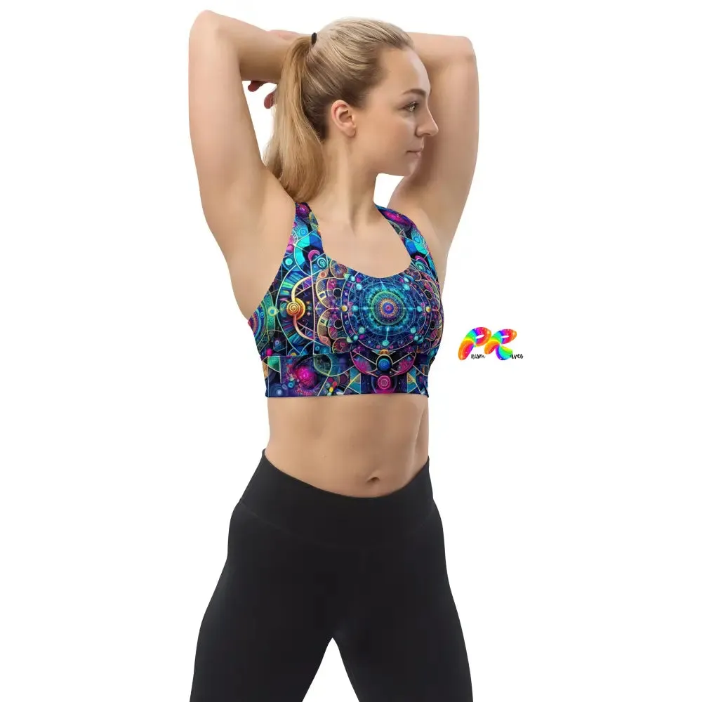 Cosmic Vortex Rave Longline Sports Bra