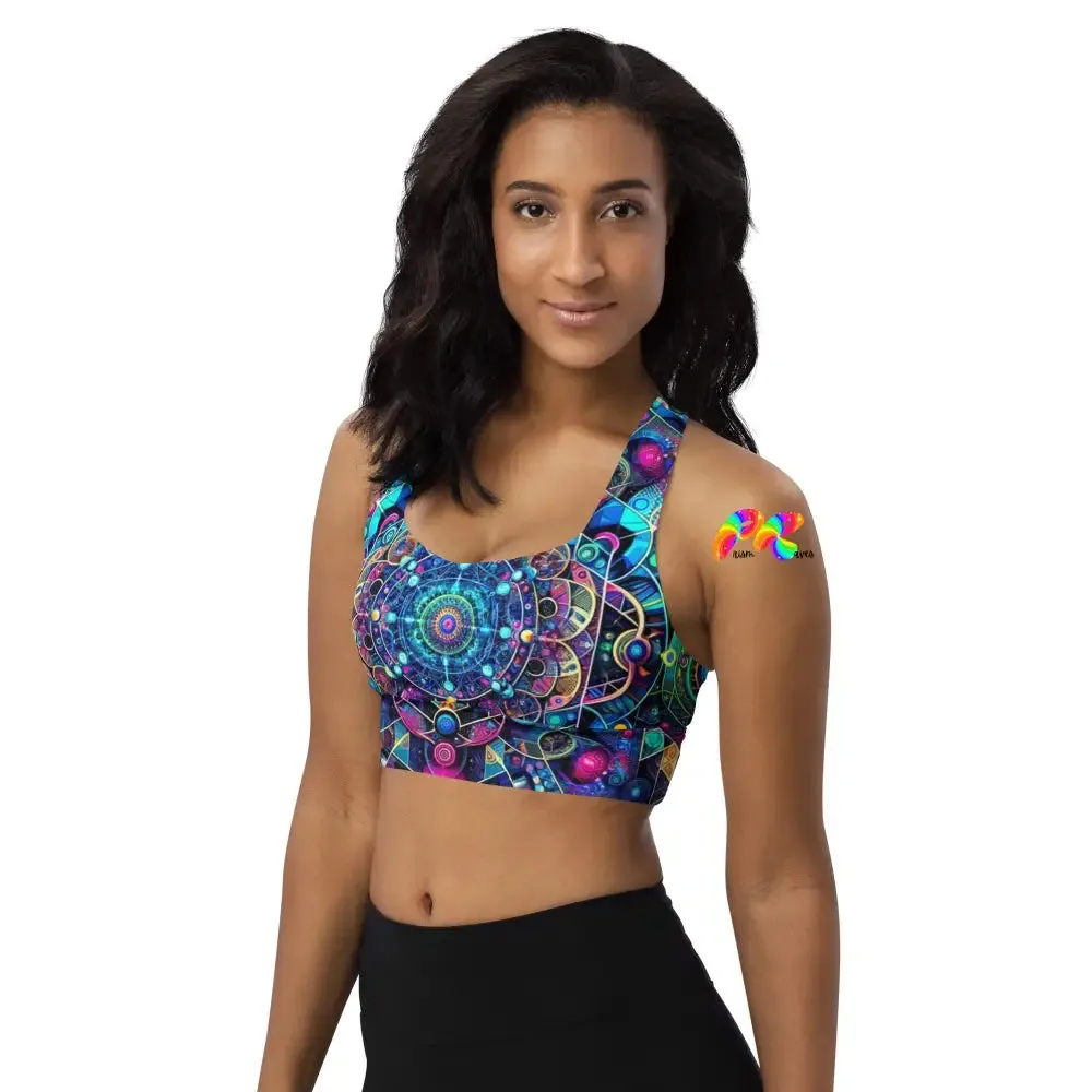 Cosmic Vortex Rave Longline Sports Bra