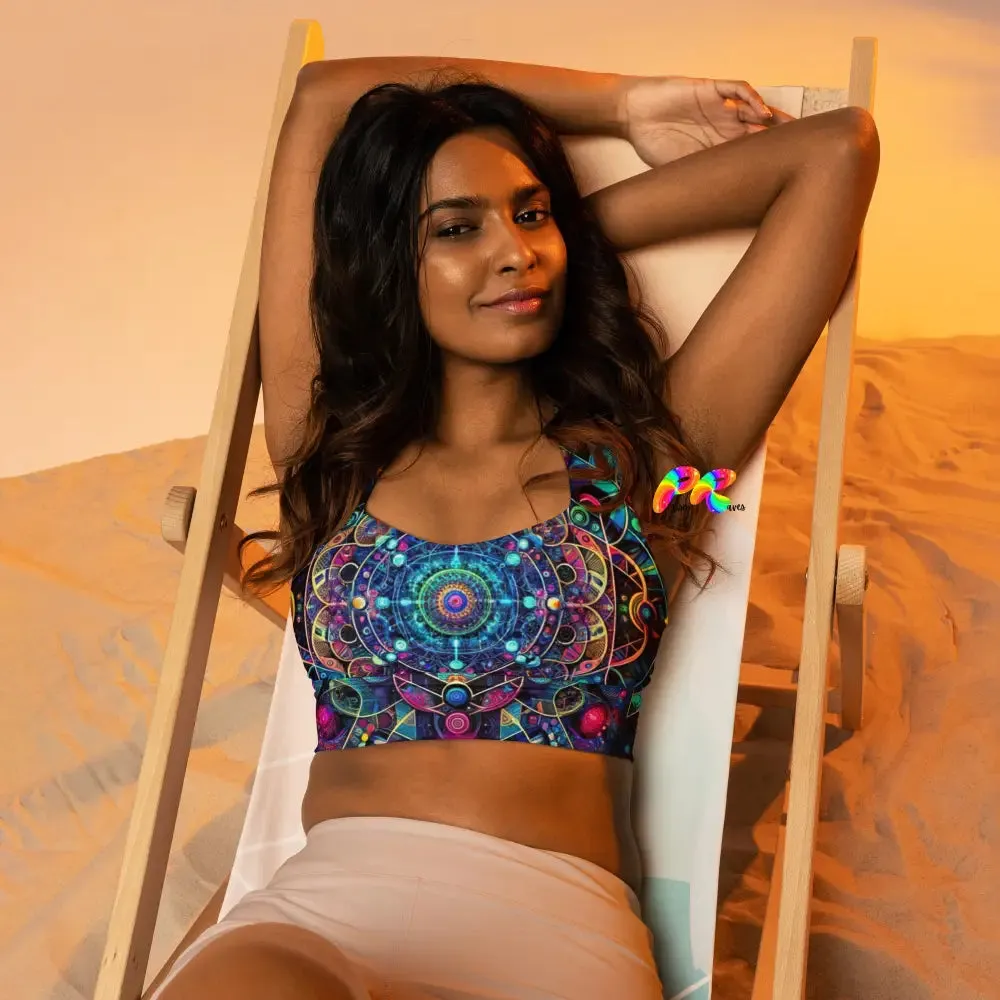 Cosmic Vortex Rave Longline Sports Bra