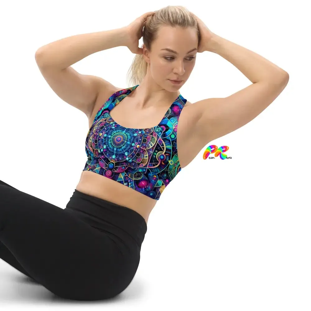 Cosmic Vortex Rave Longline Sports Bra