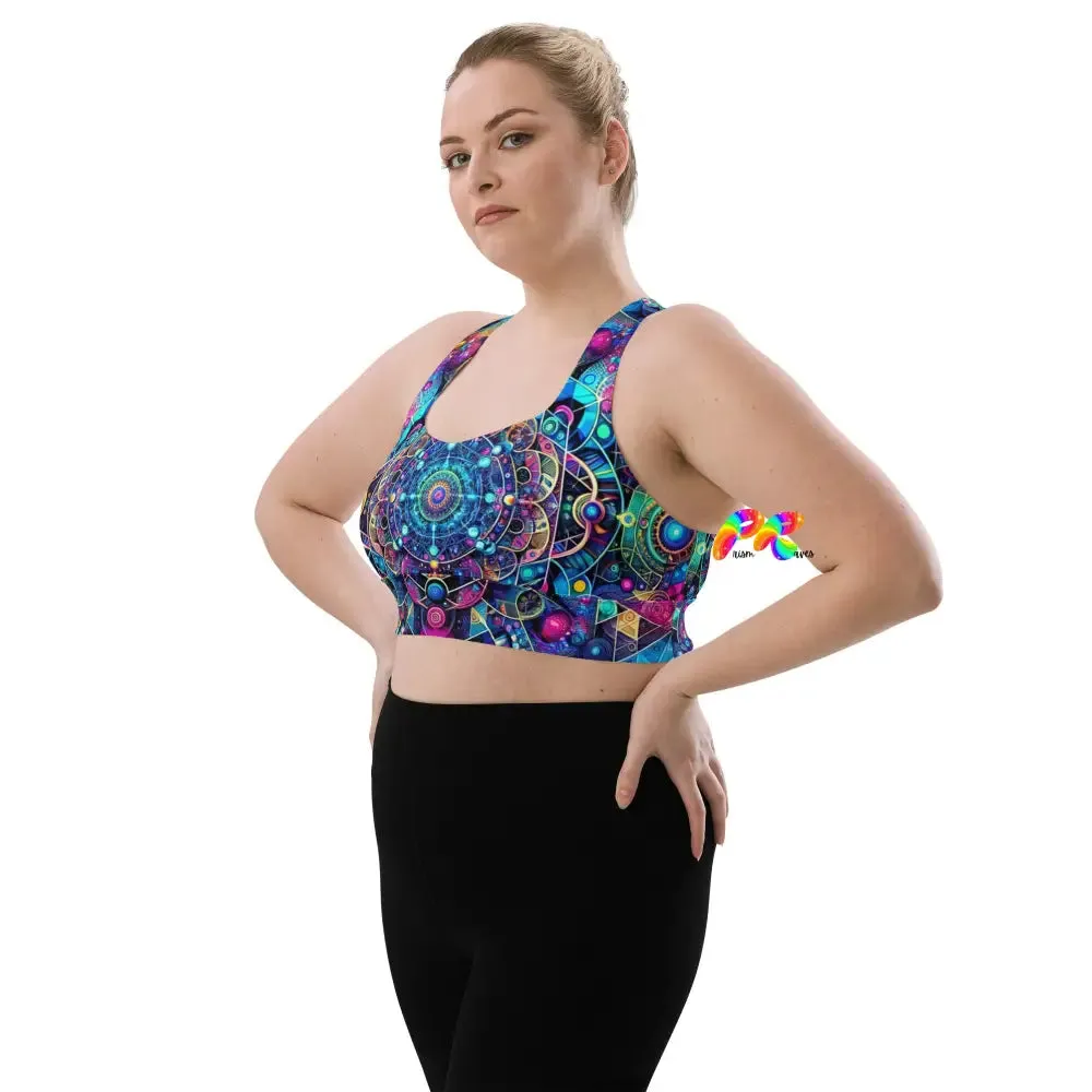 Cosmic Vortex Rave Longline Sports Bra