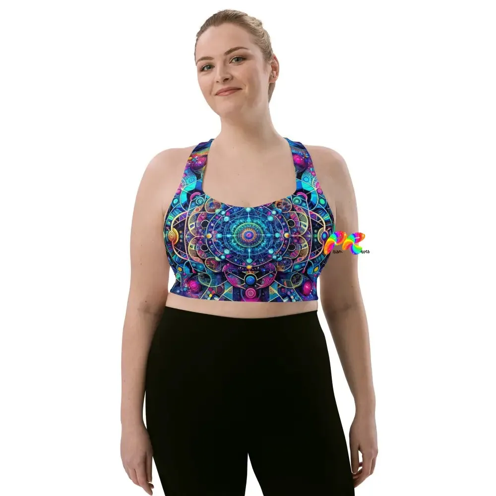 Cosmic Vortex Rave Longline Sports Bra