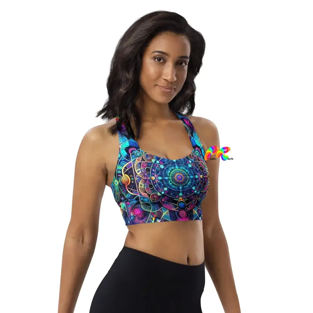 Cosmic Vortex Rave Longline Sports Bra