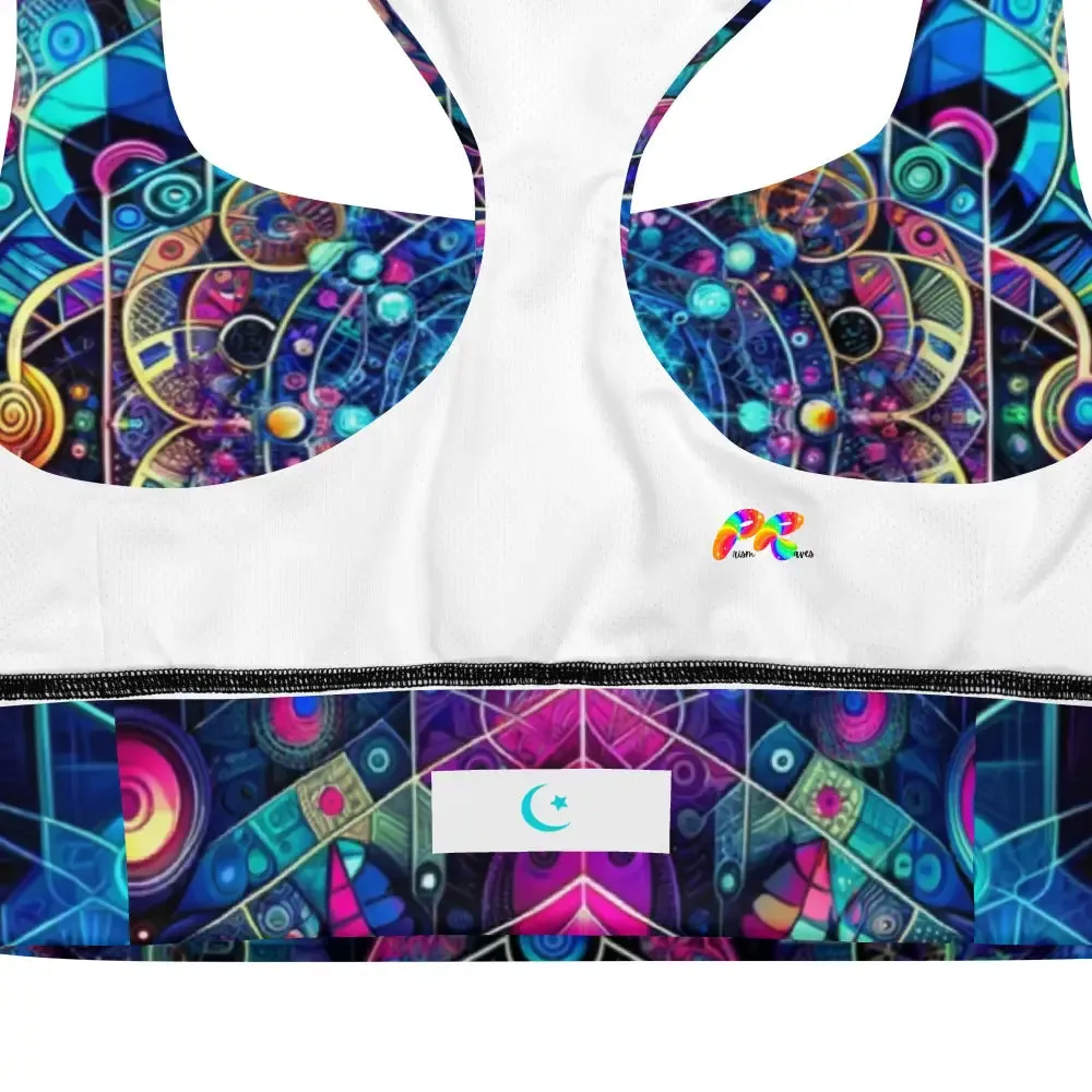 Cosmic Vortex Rave Longline Sports Bra