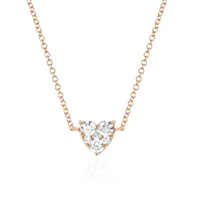 Diamond Cluster Heart Pendant in 14K Rose Gold