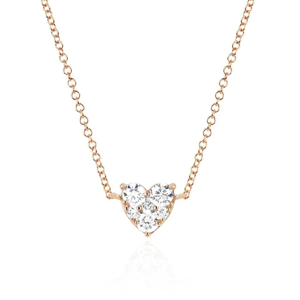 Diamond Cluster Heart Pendant in 14K Rose Gold