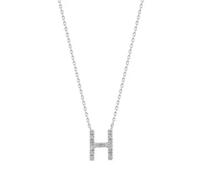 Diamond Letter H Necklace in Sterling Silver