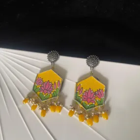 Dianthus Handpainted Yellow (Earrings)