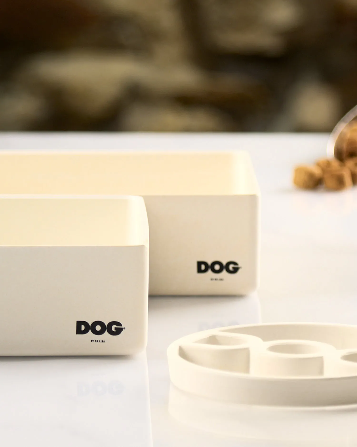 Dog By Dr Lisa - Corner Bowl Set - Ecru - Small