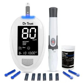 Dr Trust USA Platinum Blood Glucose Monitoring Device - 9002 I Digital Machine For Accurate Sugar Levels Testing At Home I Easy To Use Blood Sugar Testing Kit With FREE 10 Strips, 10 Lancets   1 Lancing Device