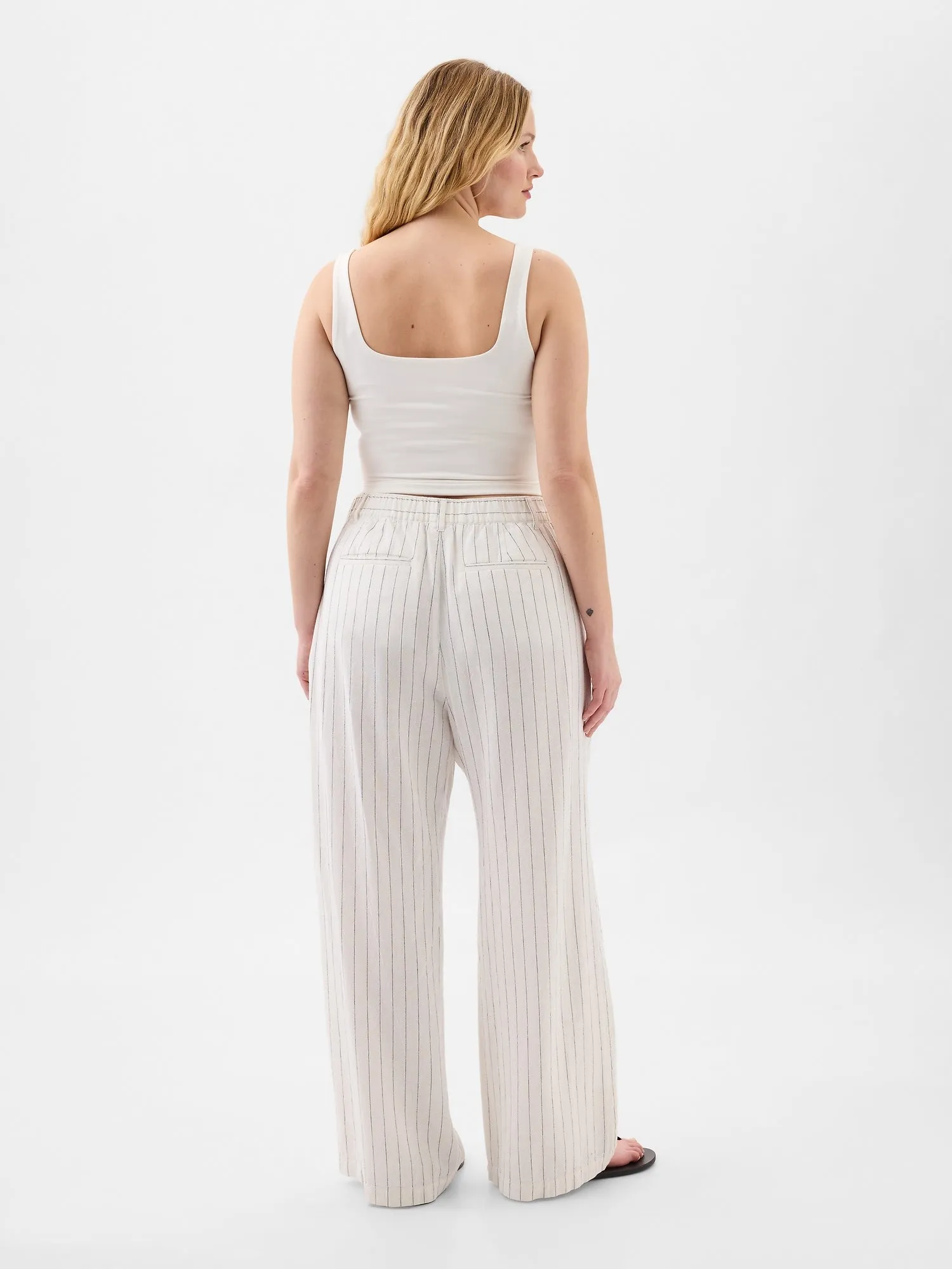 Easy Wide-Leg Linen-Blend Trousers