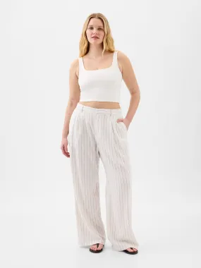 Easy Wide-Leg Linen-Blend Trousers