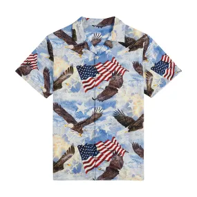 FLAG EAGLE  PRINTED ALOHA SHIRT