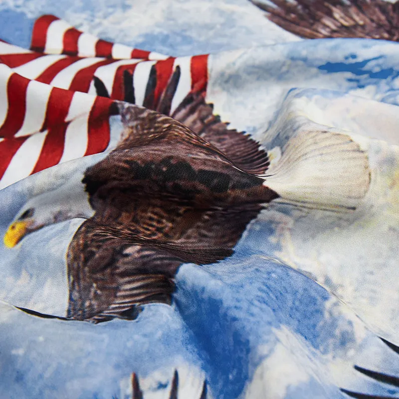 FLAG EAGLE  PRINTED ALOHA SHIRT