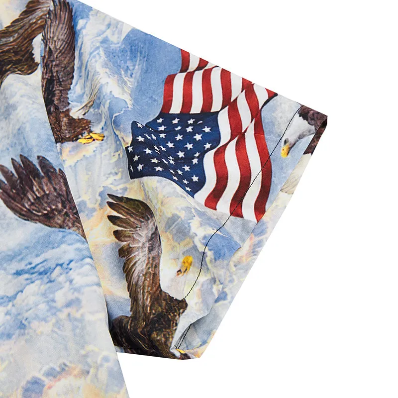 FLAG EAGLE  PRINTED ALOHA SHIRT