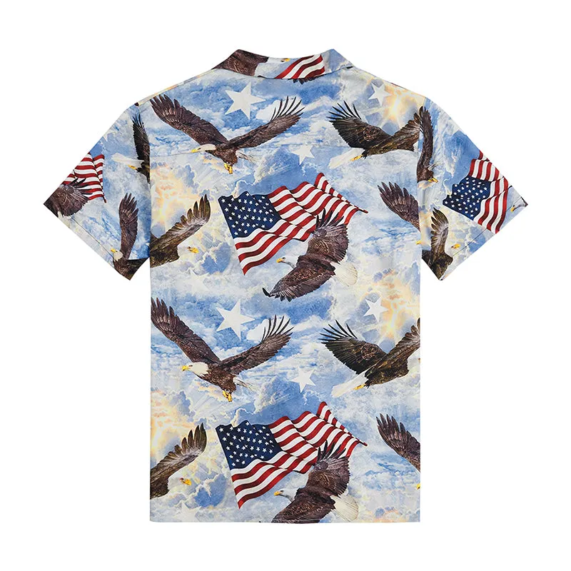 FLAG EAGLE  PRINTED ALOHA SHIRT